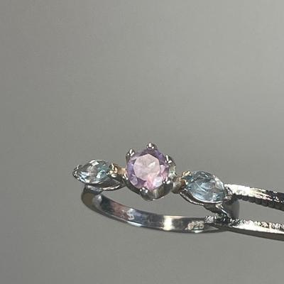 Sterling silver blue topaz amethyst Ring 6