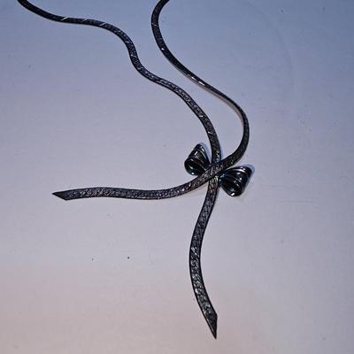 925 Italy marked bow necklace