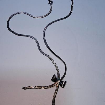 925 Italy marked bow necklace
