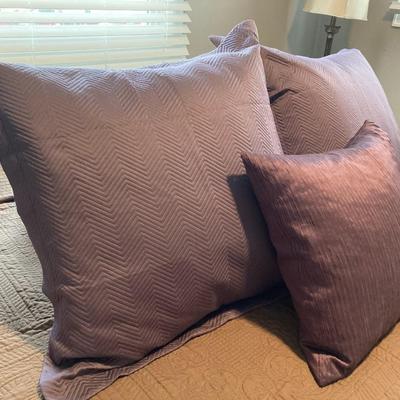 3 THROW AND 3 KING SHAMS W/PILLOW AND 2 KING SIZE BED PILLOWS