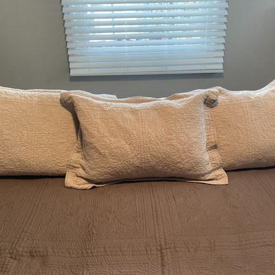 3 THROW AND 3 KING SHAMS W/PILLOW AND 2 KING SIZE BED PILLOWS