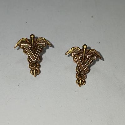 Pair of 10 K marked Veterinarian pins