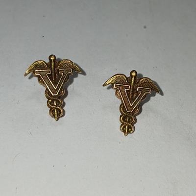 Pair of 10 K marked Veterinarian pins