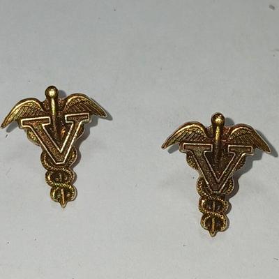 Pair of 10 K marked Veterinarian pins