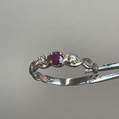 Ruby and CZ Sterling silver Ring 10