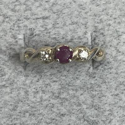 Ruby and CZ Sterling silver Ring 10
