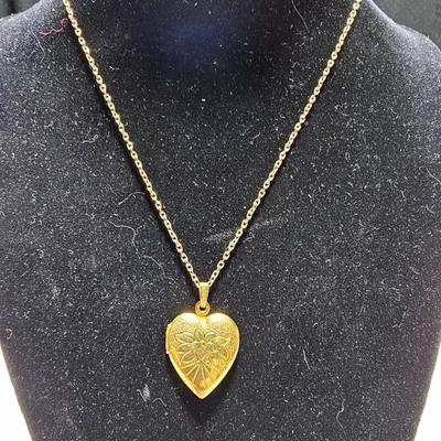 12 K GF necklace with heart locket charm