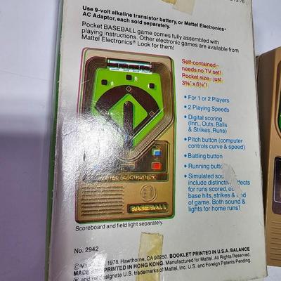 Two vintage handheld games - Vintage 1978 Mattel Electronics Baseball Handheld Game With Box