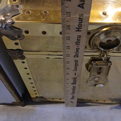 Two metal and wood storage trunks