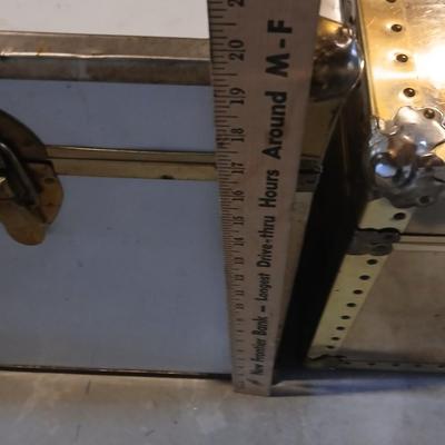 Two metal and wood storage trunks