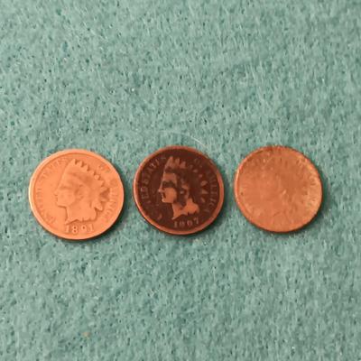 1891, 1907 & ? INDIAN HEAD PENNIES