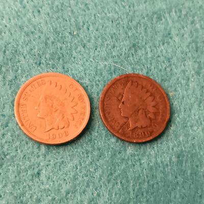 1890 & 1908 INDIAN HEAD PENNIES
