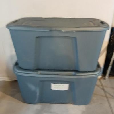 Two large sized storage totes with lids