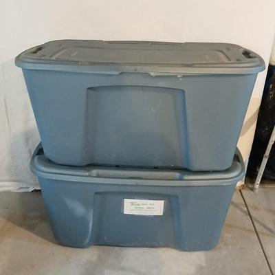 Two large sized storage totes with lids