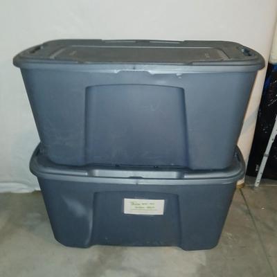 Two large sized storage totes with lids