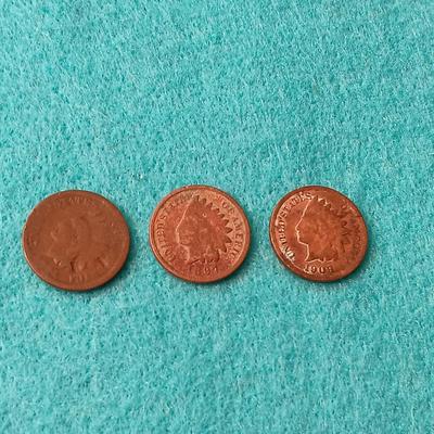 1897, 1908 & ? INDIAN HEAD PENNIES