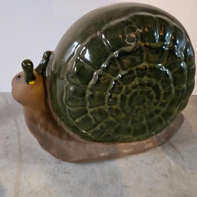 Large 10" tall ceramic snail yard / garden art