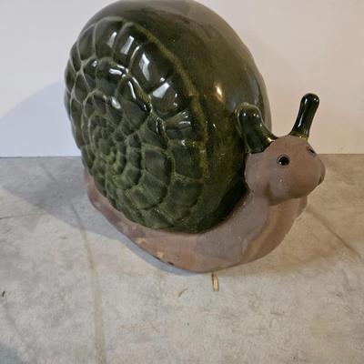 Large 10" tall ceramic snail yard / garden art