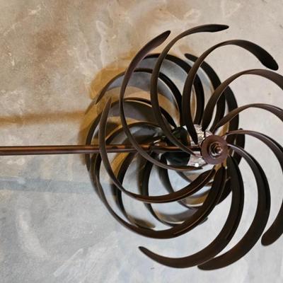 7 ft. Tall Windmill Ornamental Wind Wheel with solar ball in center - Yard art whirly gig!
