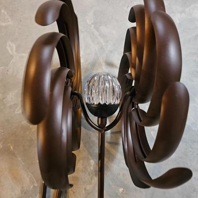 7 ft. Tall Windmill Ornamental Wind Wheel with solar ball in center - Yard art whirly gig!