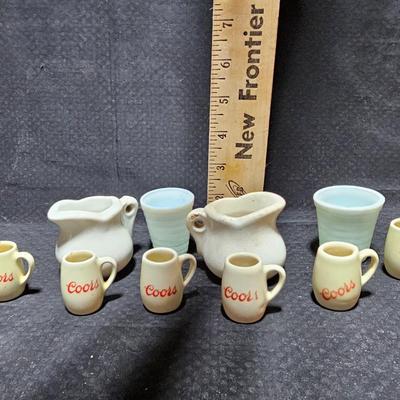 Six Vintage Coors - Coors pottery - Miniature mugs and other vintage miniature dishes