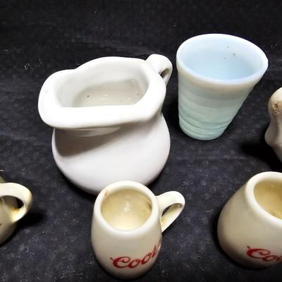 Six Vintage Coors - Coors pottery - Miniature mugs and other vintage miniature dishes
