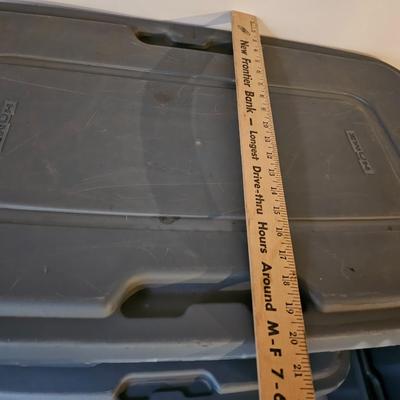 Three storage totes with lids