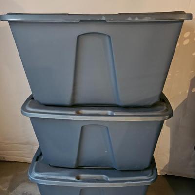 Three storage totes with lids