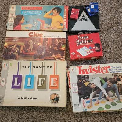 Classic vintage board games - Clue - Life - Twister - Battleship - and more