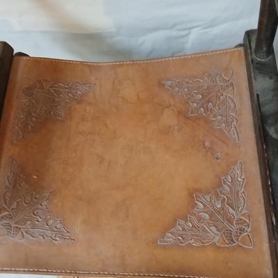 Antique / vintage leather tooled director's chair with extra leather pieces
