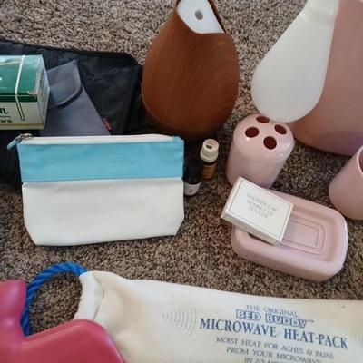 Hygiene and bath items - Pink bathroom accessories - First aid items -Diffuser and much more!