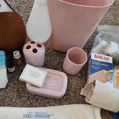 Hygiene and bath items - Pink bathroom accessories - First aid items -Diffuser and much more!