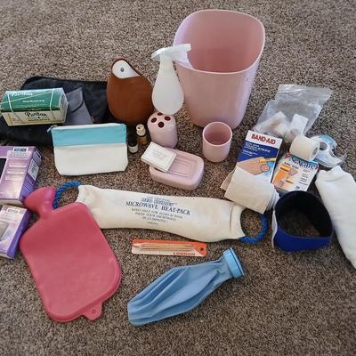 Hygiene and bath items - Pink bathroom accessories - First aid items -Diffuser and much more!