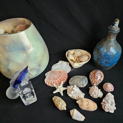Sea Shell collection - ocean themed decor - Dolphins-glass Sea horse - and more