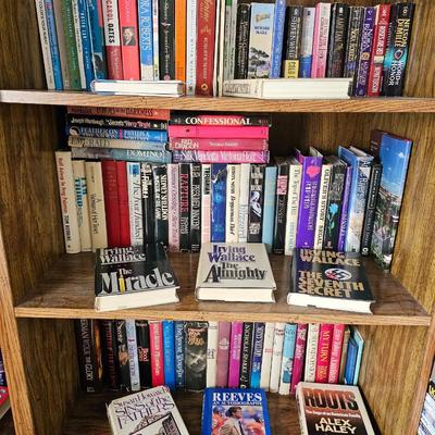 Shelves of books - vintage hardcovers - shelf of paperbacks - Autographed Reeves Broncos book!