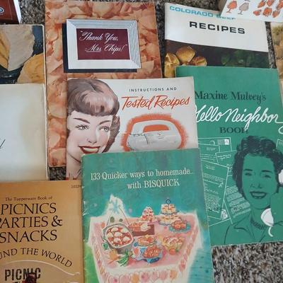 Some way cool vintage cookbooks and pamphlet like cook & drink mixing books
