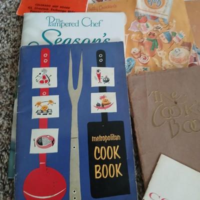 Some way cool vintage cookbooks and pamphlet like cook & drink mixing books