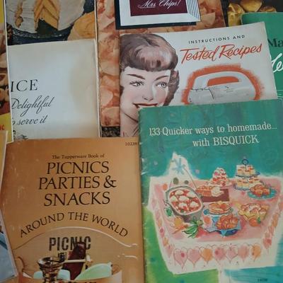 Some way cool vintage cookbooks and pamphlet like cook & drink mixing books