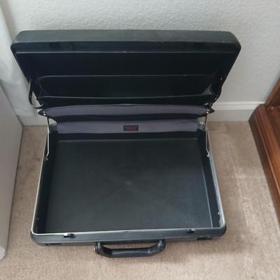Storage totes with lids and a vintage Samsonite brief case with original keys!