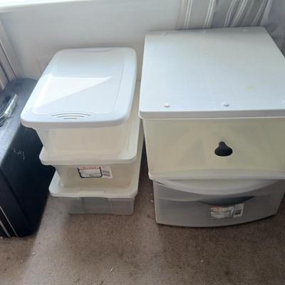 Storage totes with lids and a vintage Samsonite brief case with original keys!