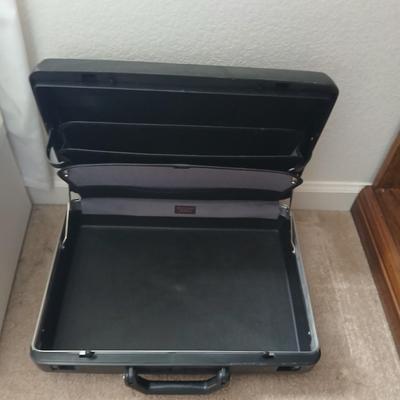 Storage totes with lids and a vintage Samsonite brief case with original keys!