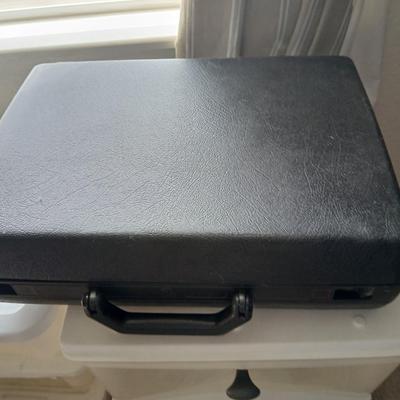 Storage totes with lids and a vintage Samsonite brief case with original keys!