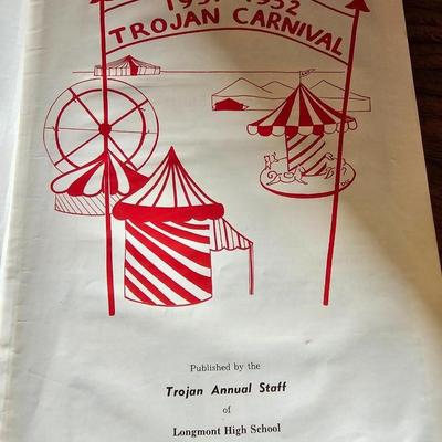 Longmont Colorado, Trojan's yearbooks - 1952 - 1957 and a Basketball pamphlet