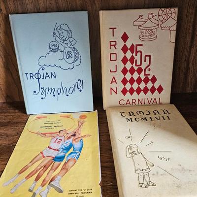 Longmont Colorado, Trojan's yearbooks - 1952 - 1957 and a Basketball pamphlet