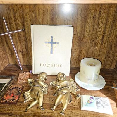Religious Decorations - Large Holy Bible - wooden crosses - Cherubs and more