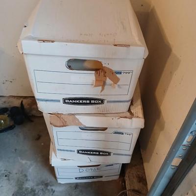 Sears Metal file Cabinet with 3 boxes of file folders