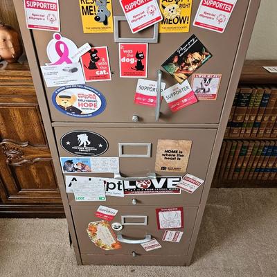 Sears Metal file Cabinet with 3 boxes of file folders