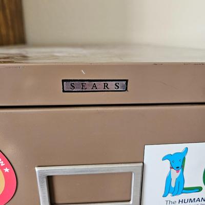 Sears Metal file Cabinet with 3 boxes of file folders
