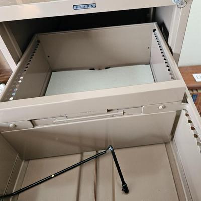 Sears Metal file Cabinet with 3 boxes of file folders