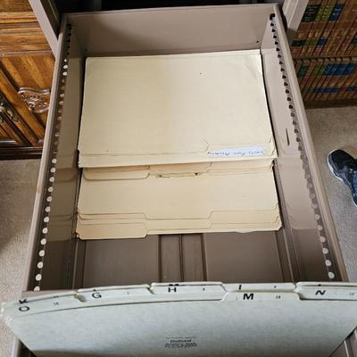 Sears Metal file Cabinet with 3 boxes of file folders